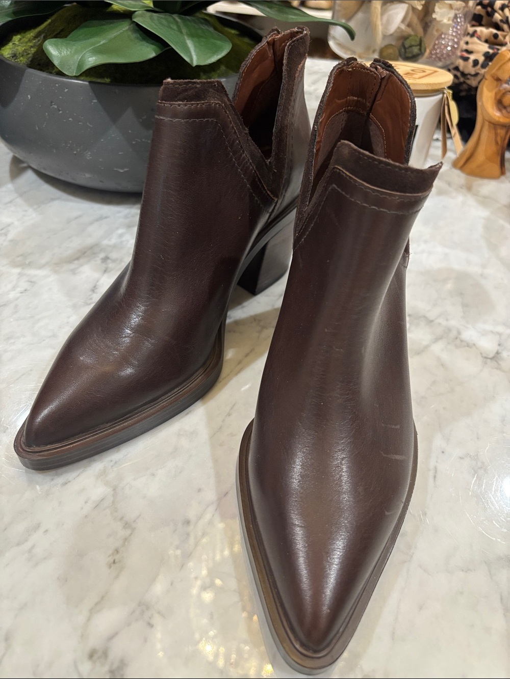 Vince Camuto Reggie Brown Leather Ankle Boots 7.5